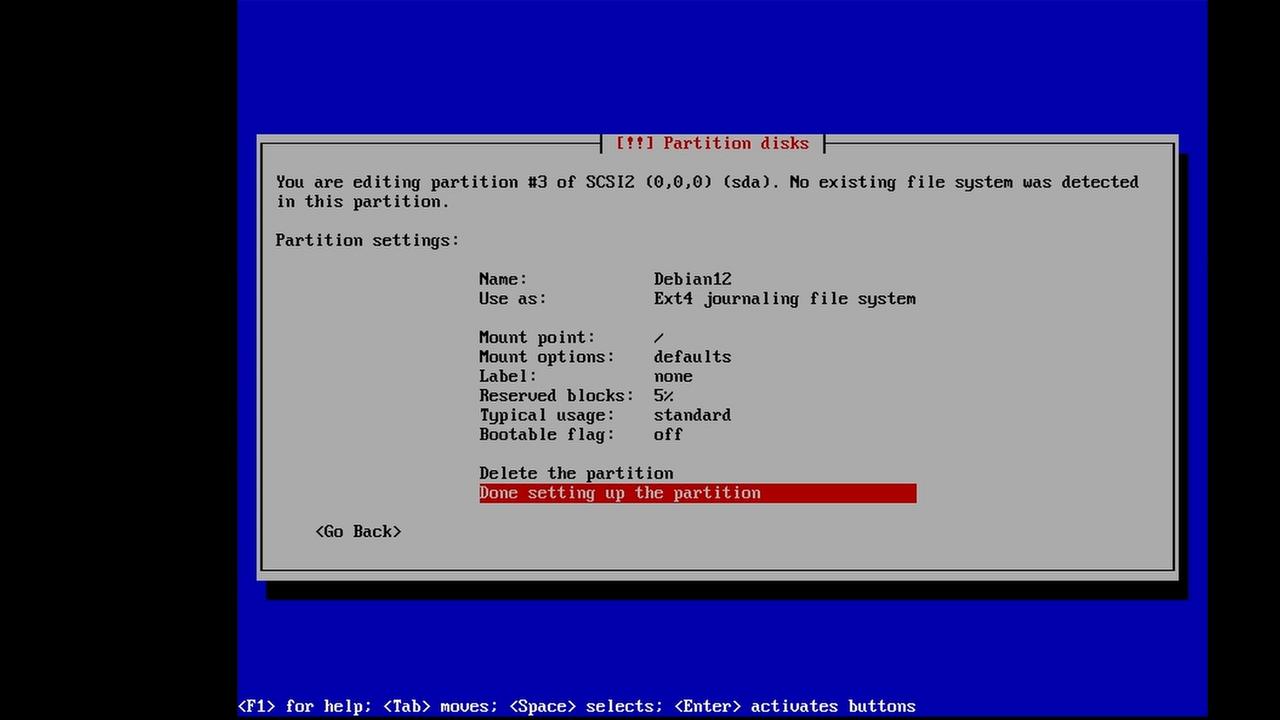 Debian Partition with Name and Size