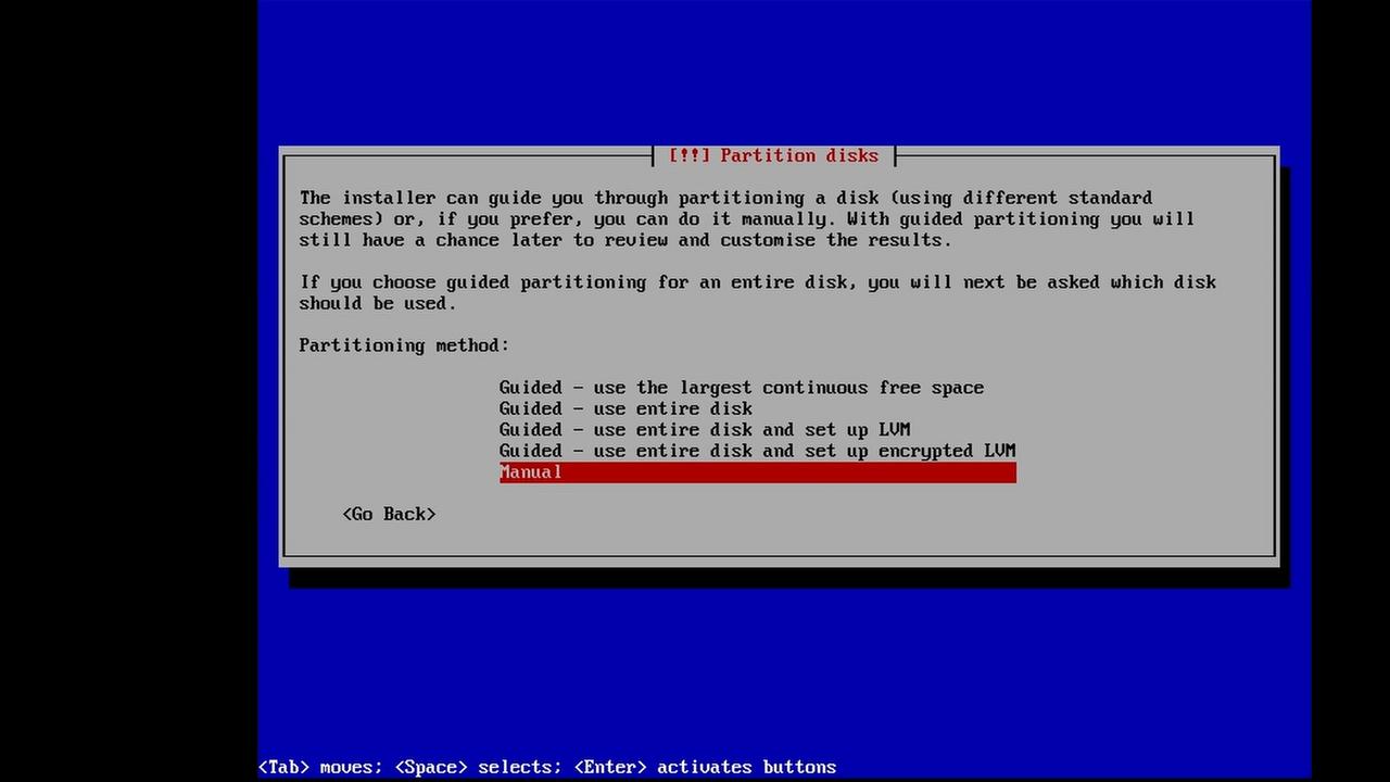 Manual Partitioning Selection