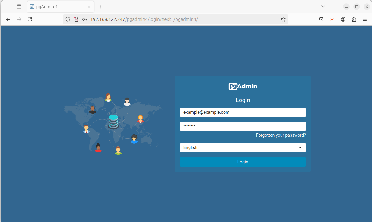 pgAdmin Login Page